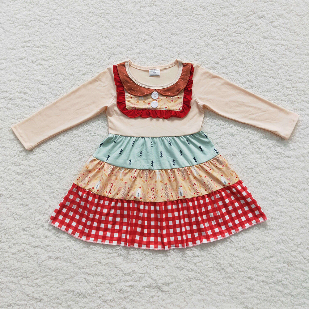 baby girls Christmas tree patchwork dress