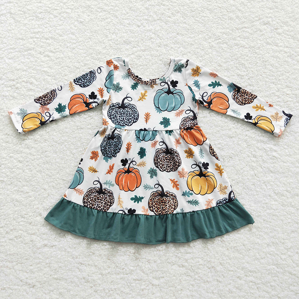 girls fall pumpkin dress girls long sleeve boutique dress