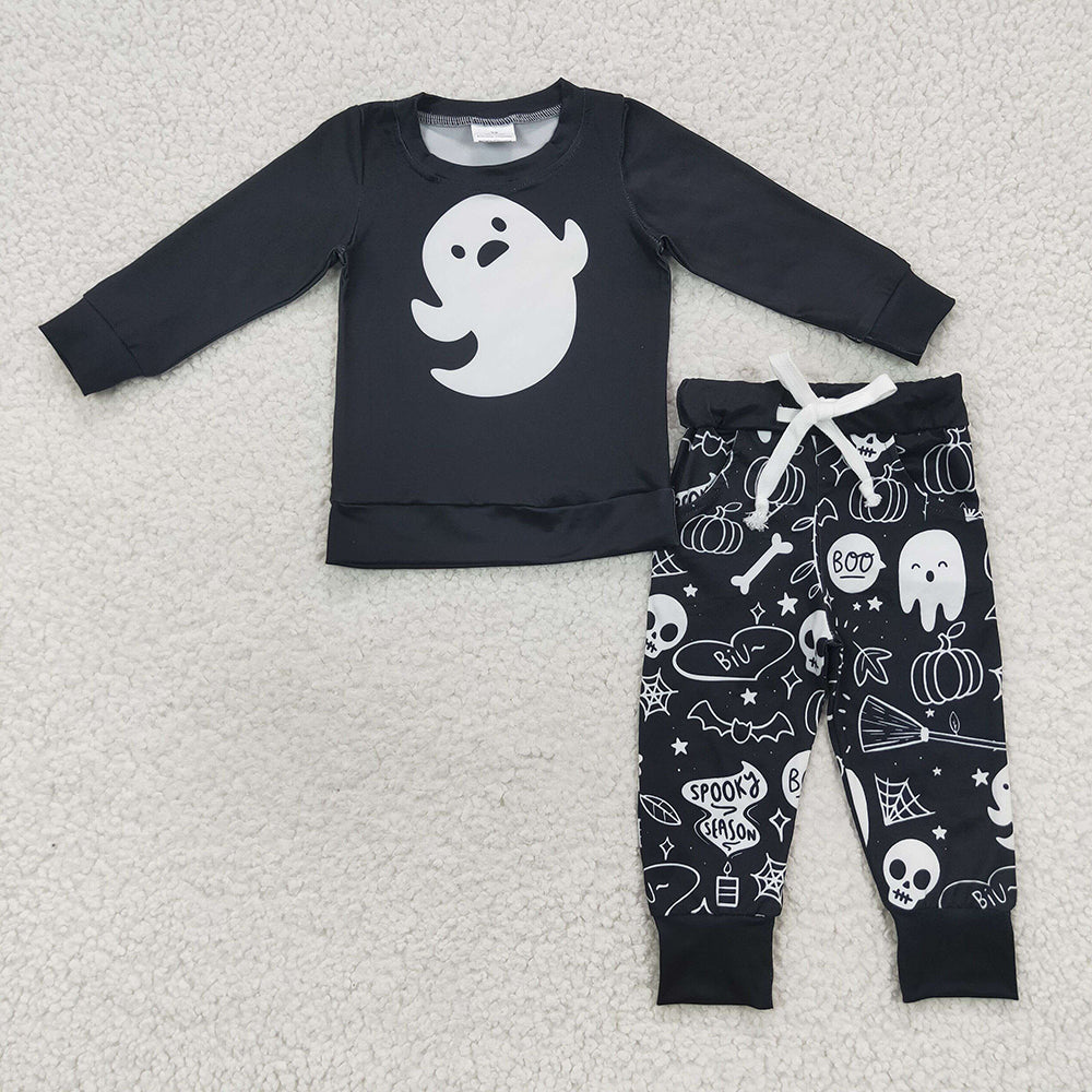 spooky season Halloween ghost milk silk clothes set