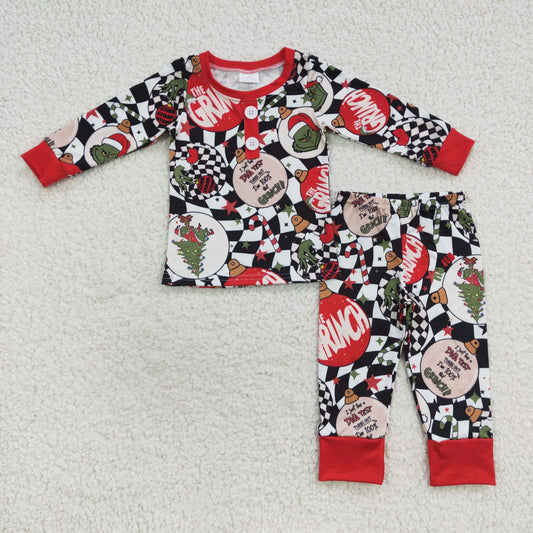 Christmas light print pajama set kids sleepwear