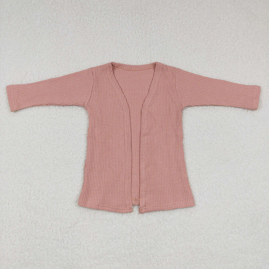 pink long sleeve cardigan coat
