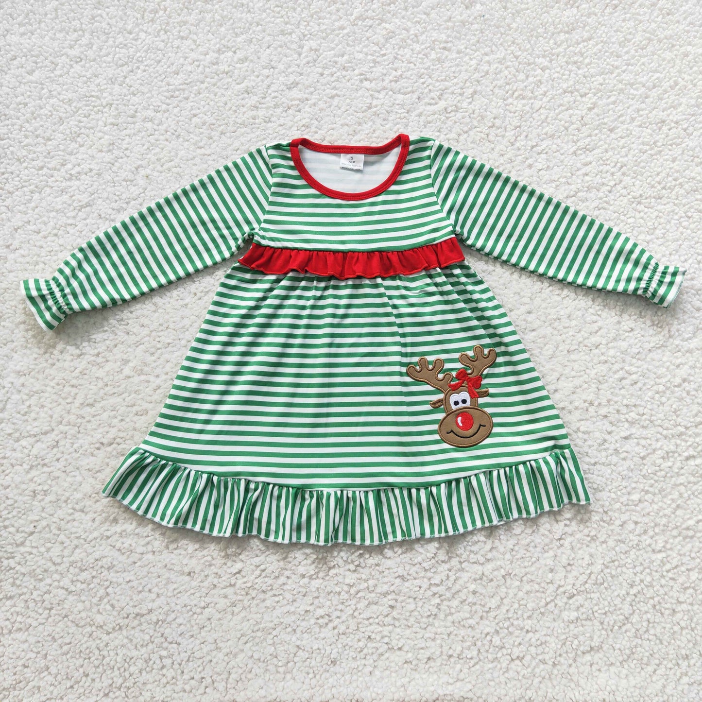 Embroidery reindeer Christmas dress