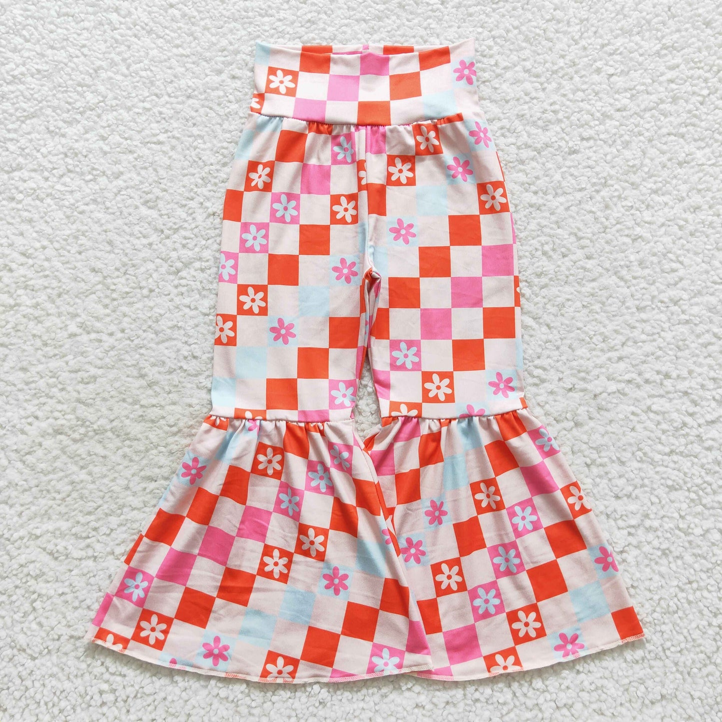 toddle girls checkered milk silk bell bottoms