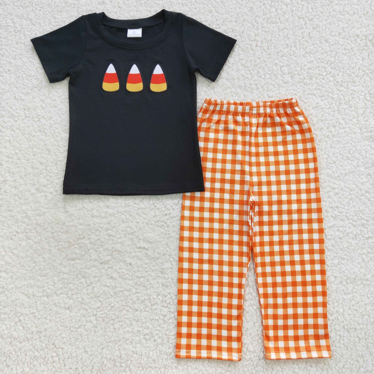 Halloween candy corn short sleeve clothes set