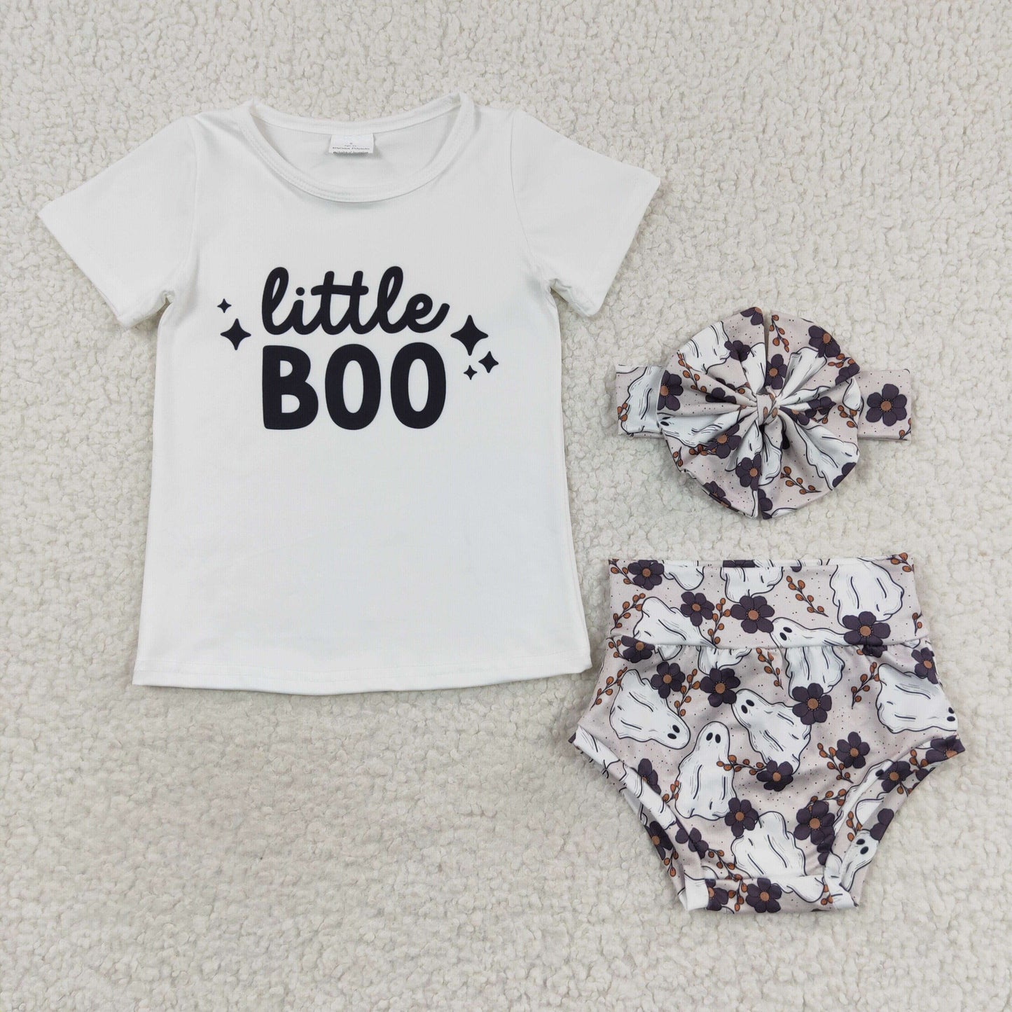 Little boo Halloween ghost bummies set