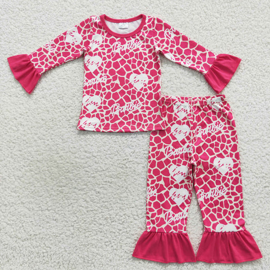 pink doll  long sleeve milk silk clothes set