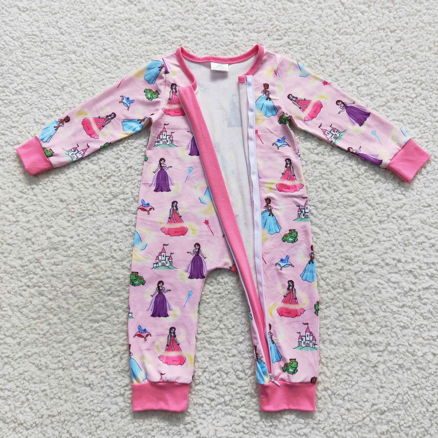 toddle girls long sleeve princess zip romper