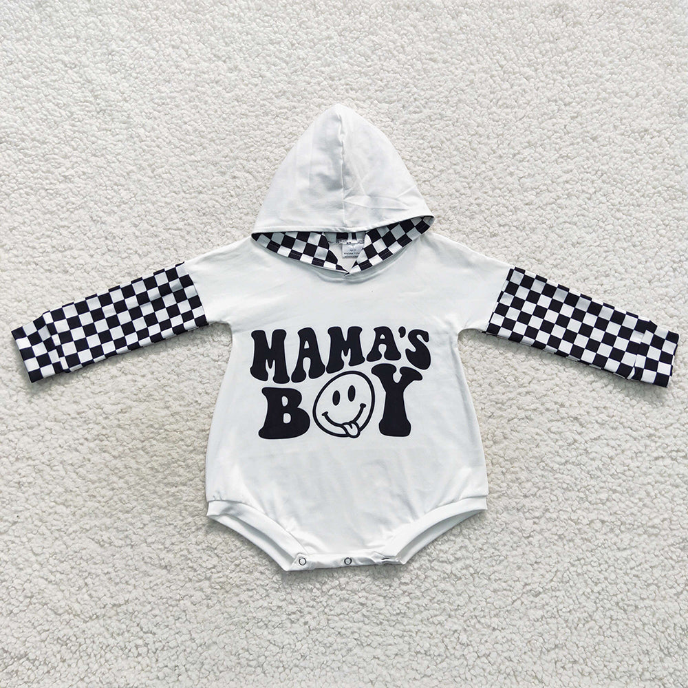 Mamas boy long sleeve black hoodie romper