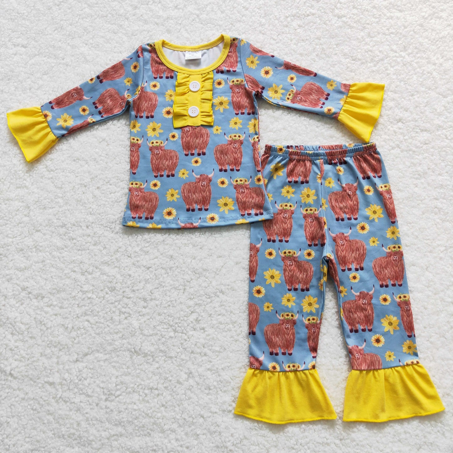 Highland cow floral clothes set