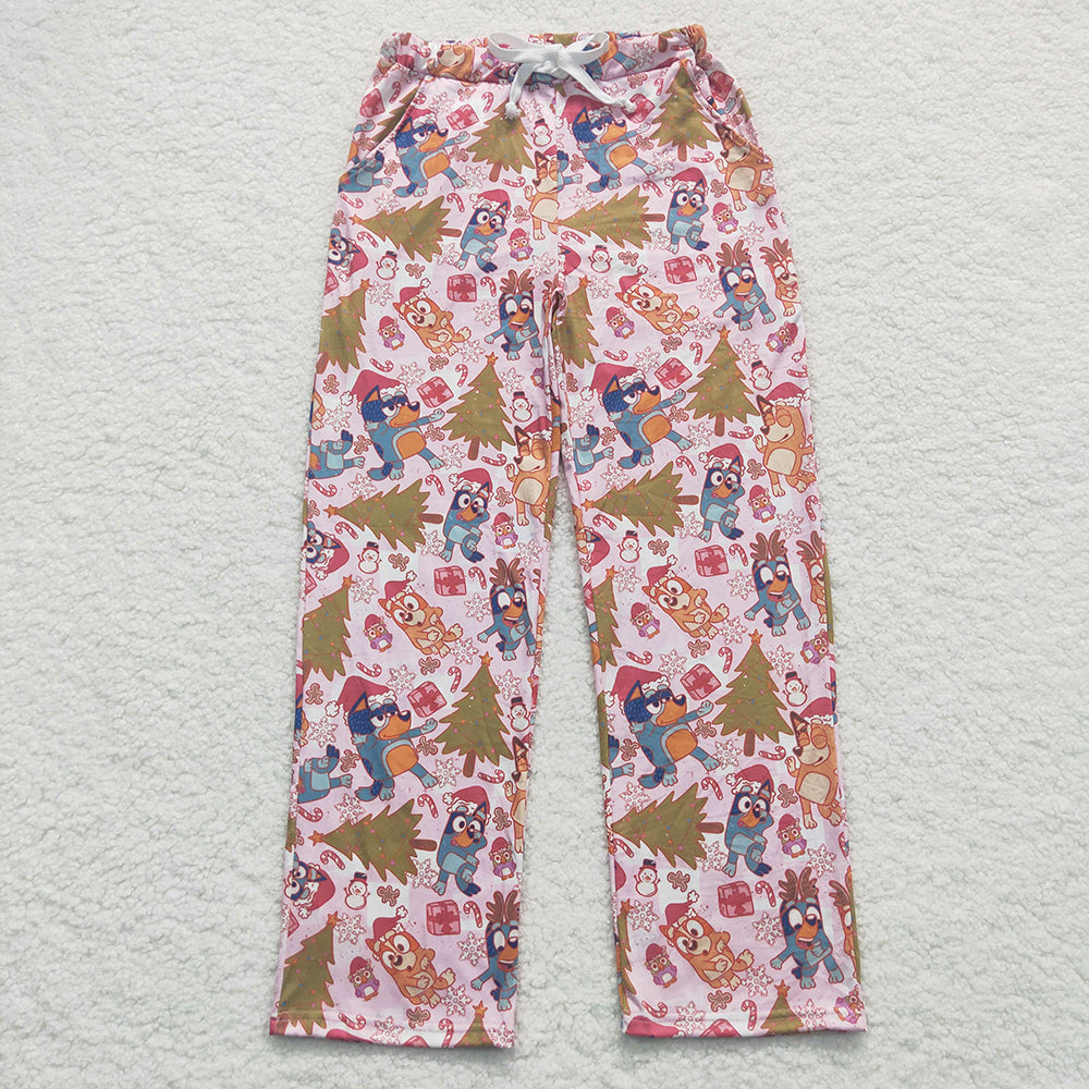 Adult women Christmas blue dog long pants