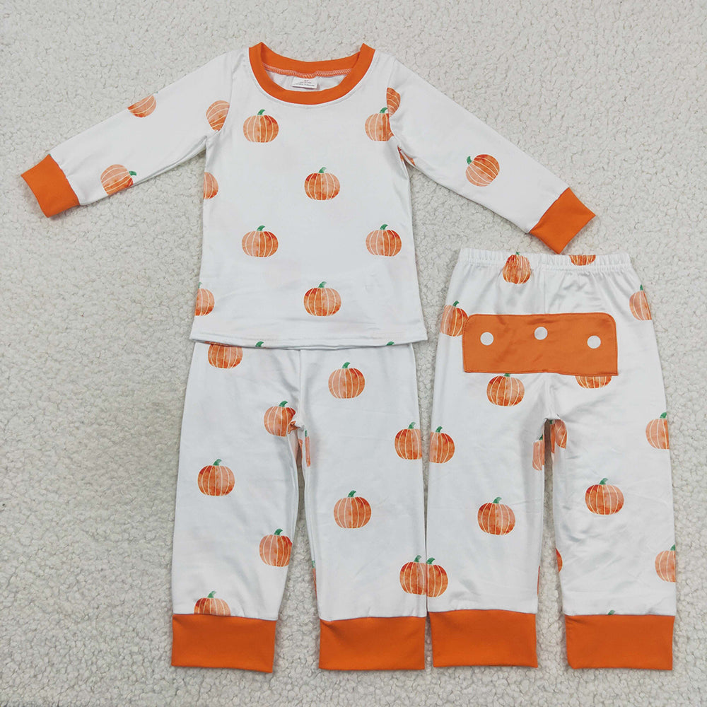 fall pumpkin 2pcs pajama set kids sleepwear