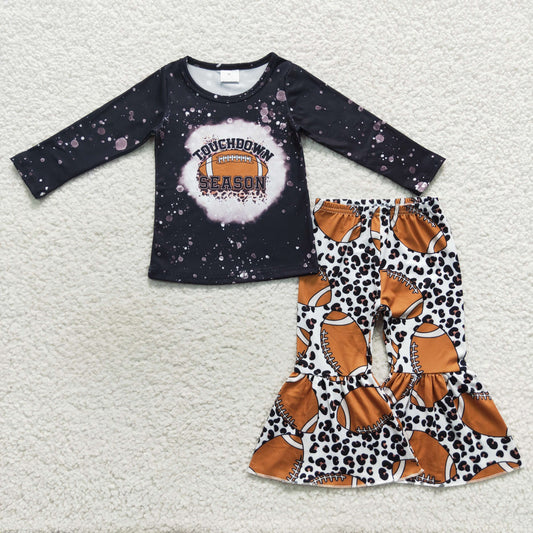 Football season girls clothes set wholesale kids clothing