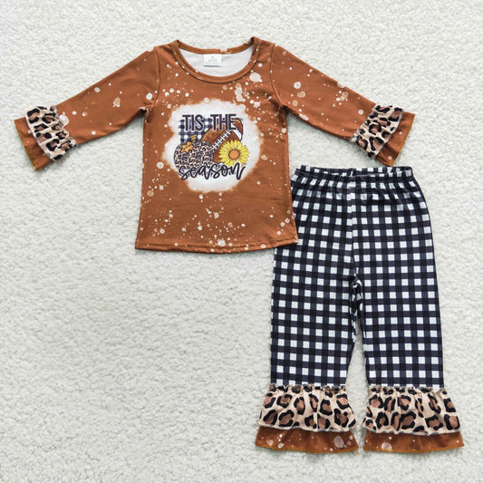 girls pumpkin football sunflower clothes set GLP0706