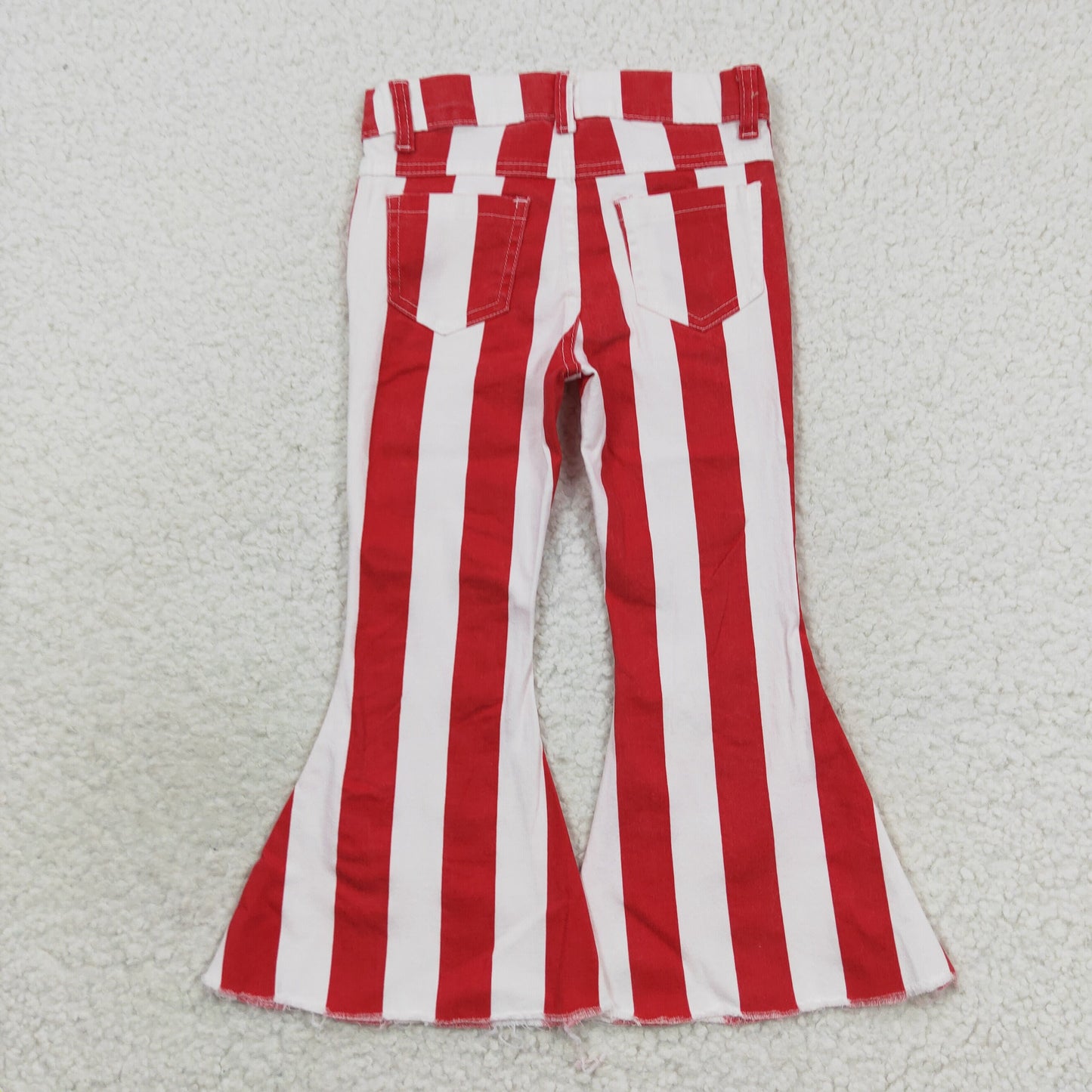 Red stripes denim bell bottoms kids jeans pants  P0246