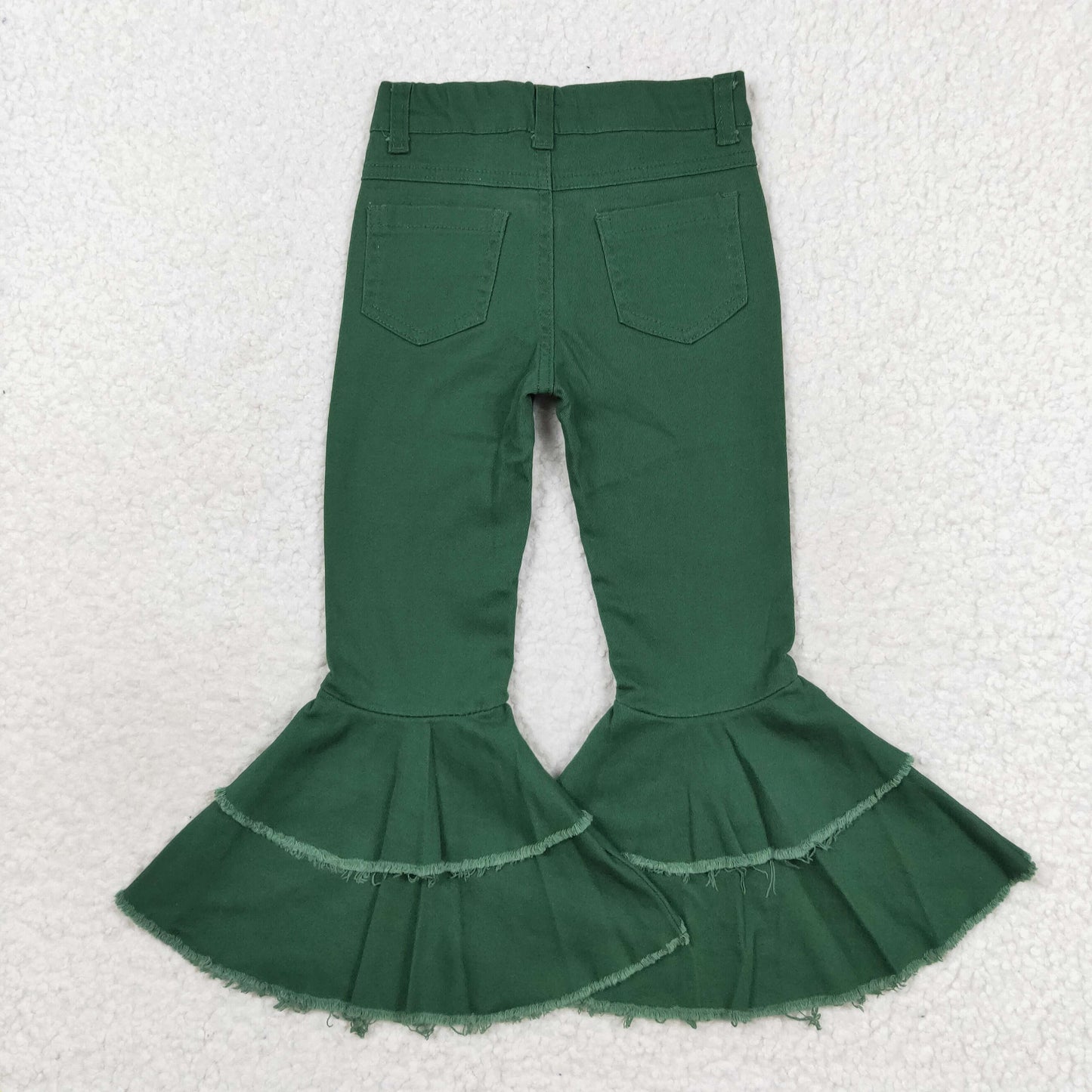 baby girls green double ruffle denim pants