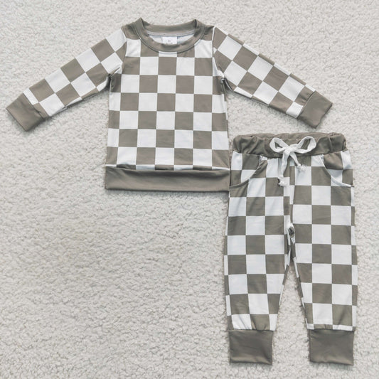 baby checkered long sleeve clothes set