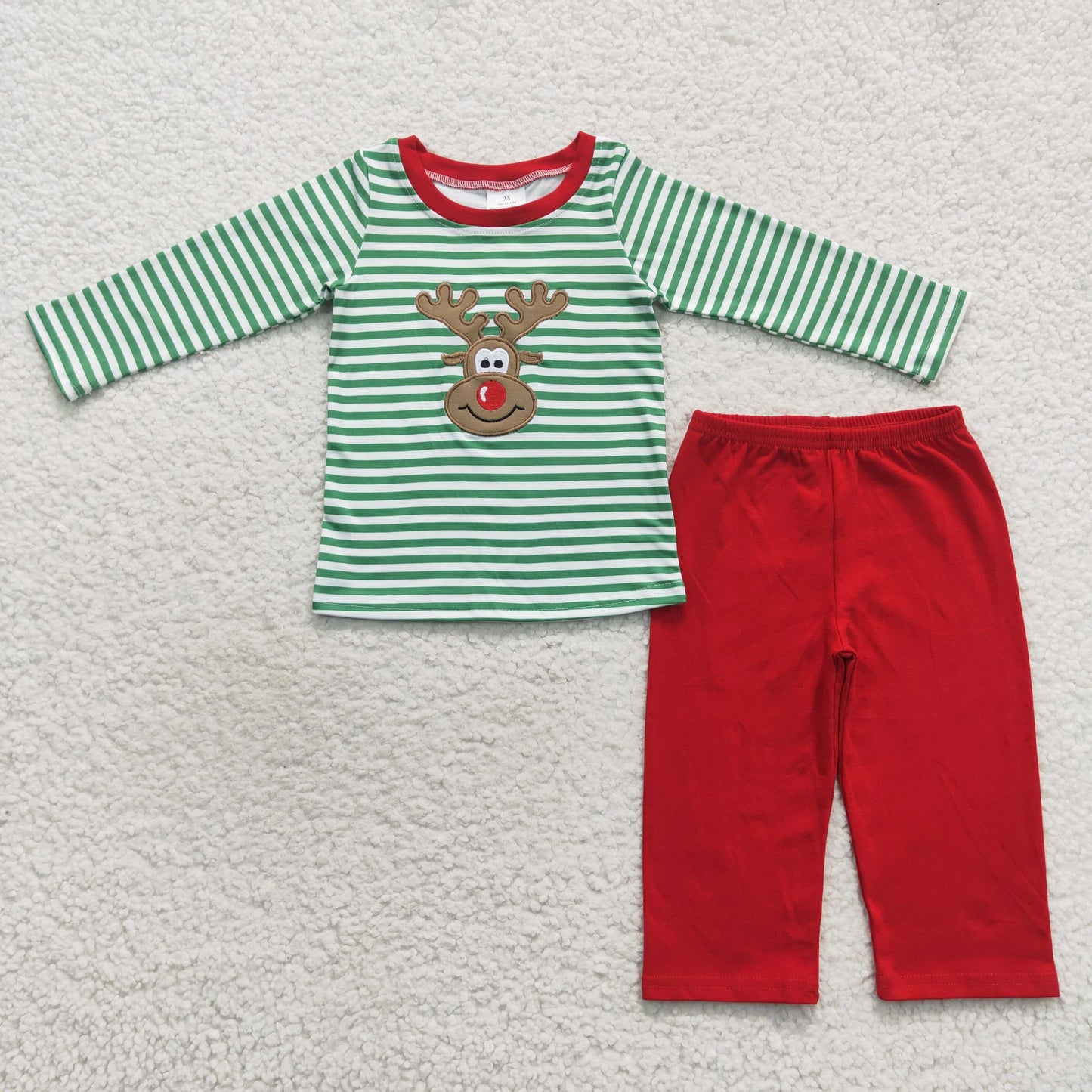 Embroidery reindeer Christmas long sleeve outfit