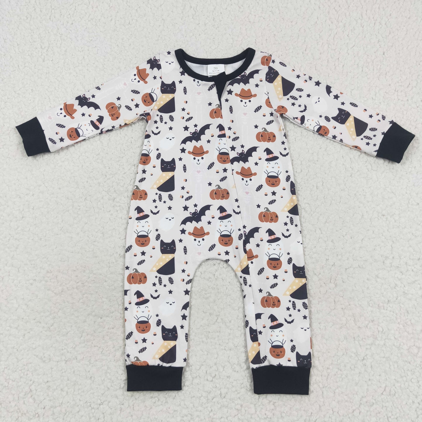 Halloween ghost pumpkin zip romper