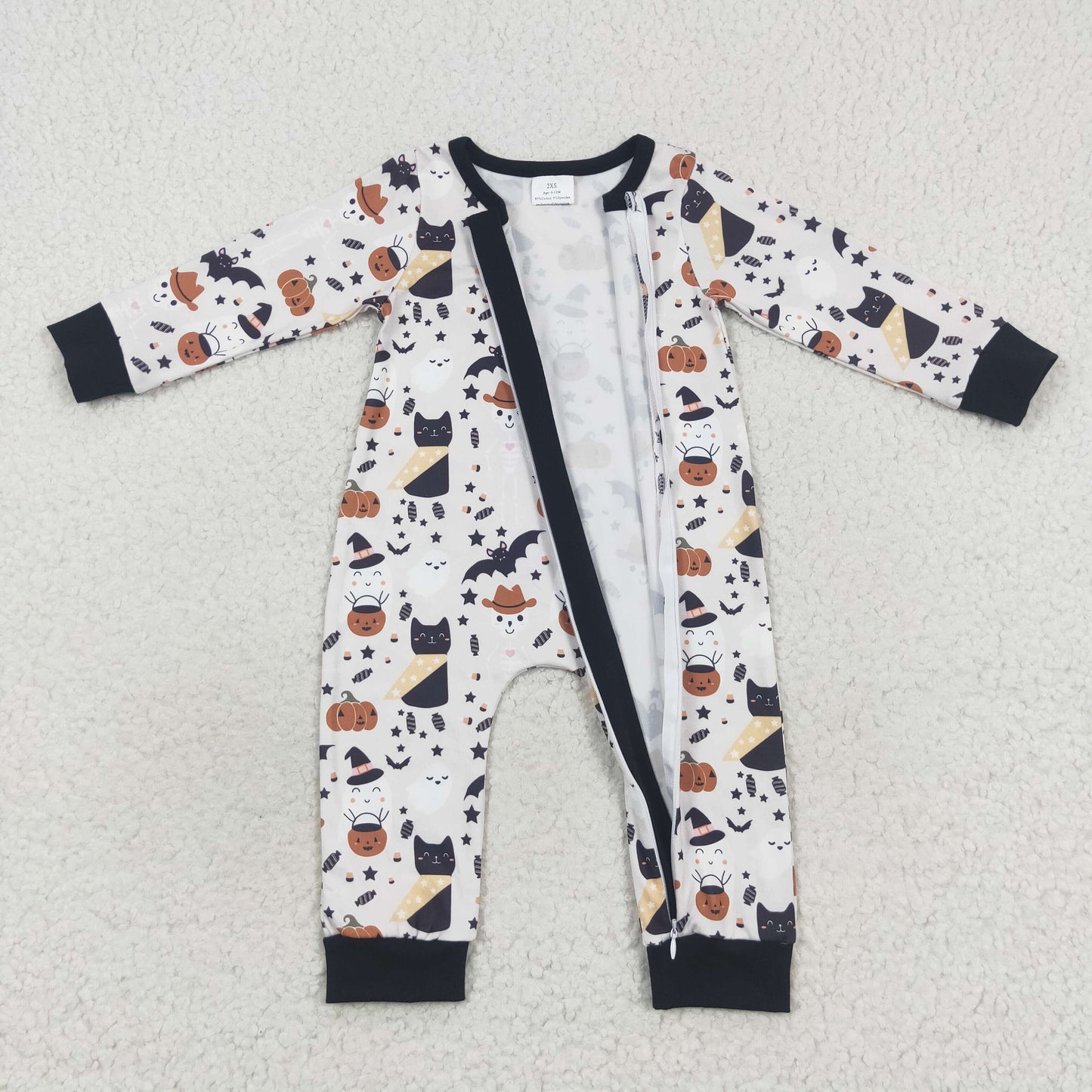 Halloween ghost pumpkin zip romper