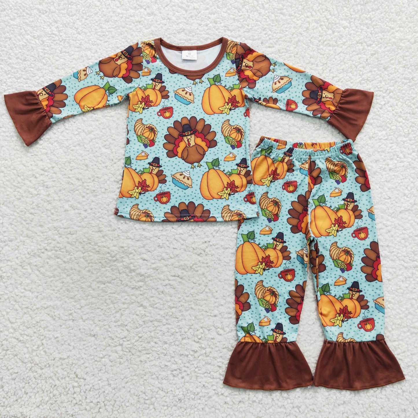 children girls Thanksgiving turkey clothes set GLP0684