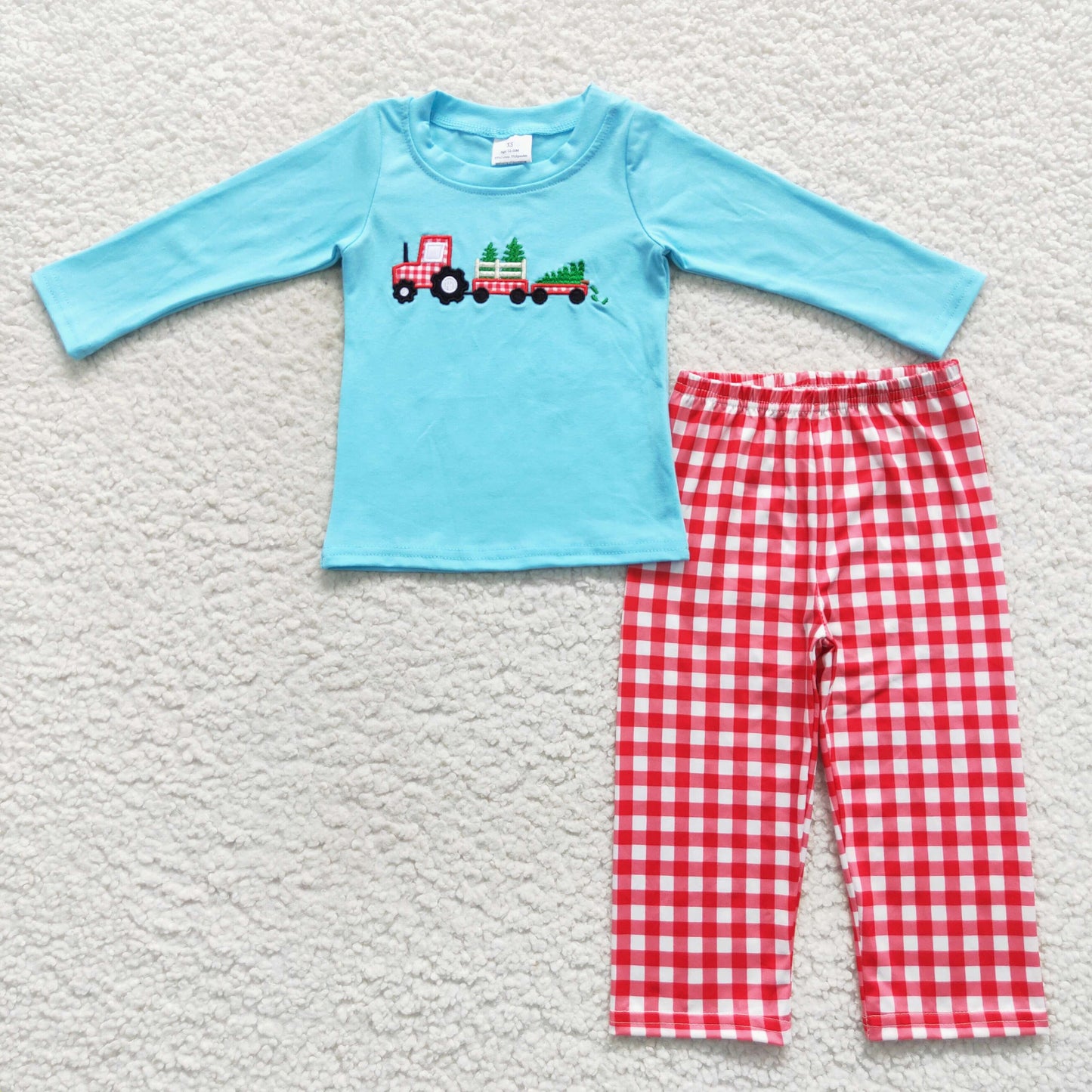 baby boy Christmas tractor outfit