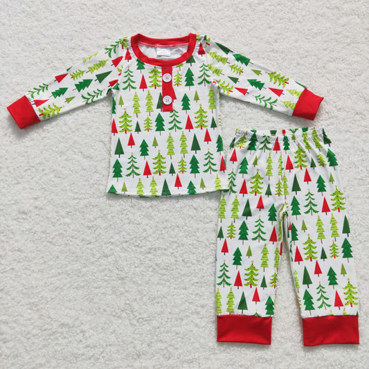 baby kids long sleeve Christmas tree pajama set