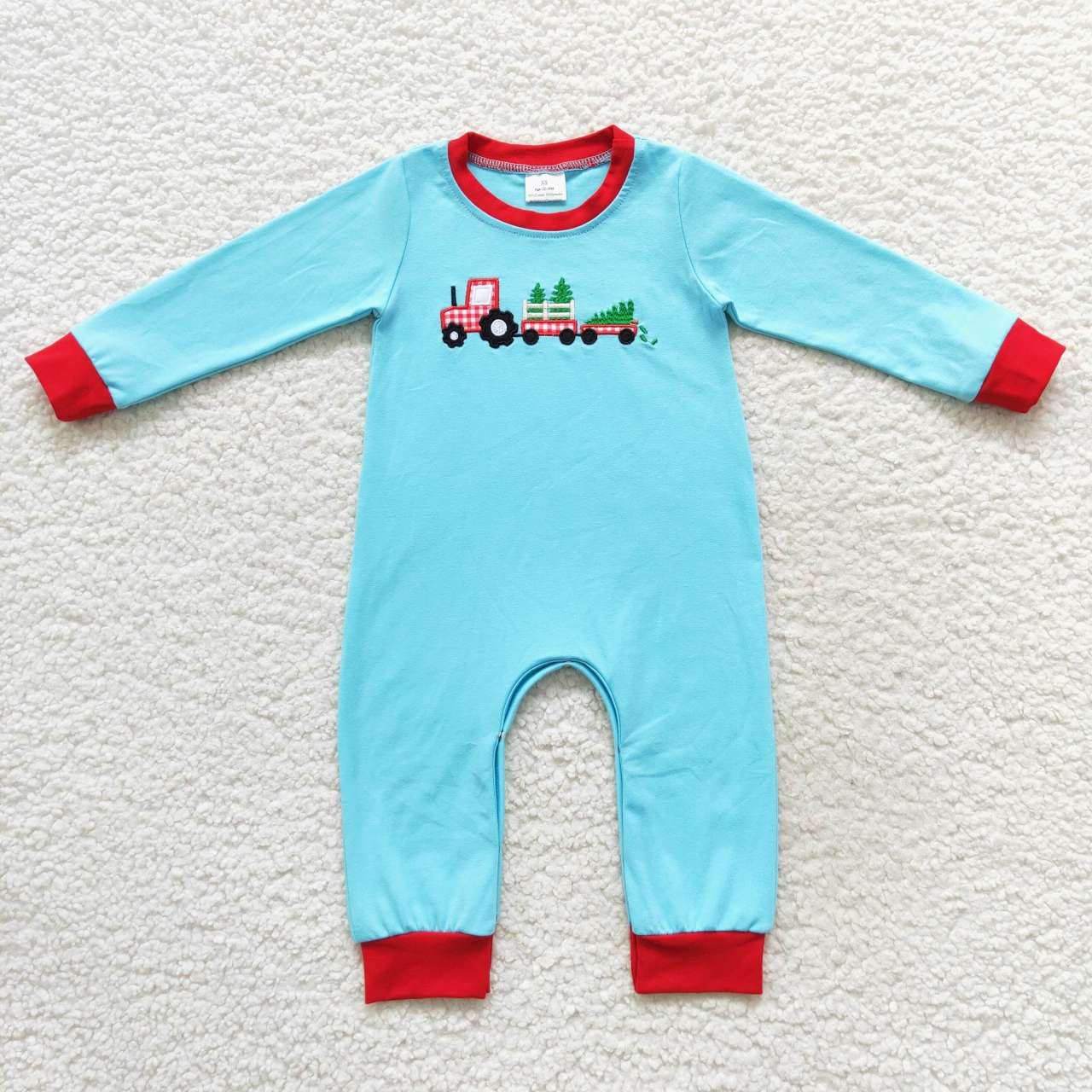 baby boy long sleeve Christmas truck romper