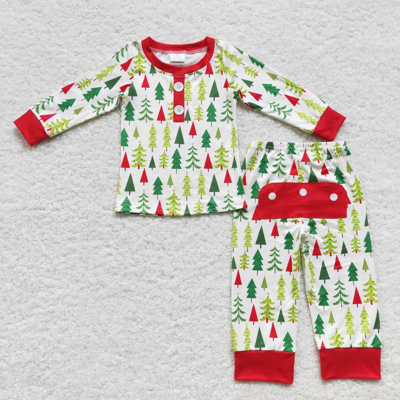 baby kids long sleeve Christmas tree pajama set