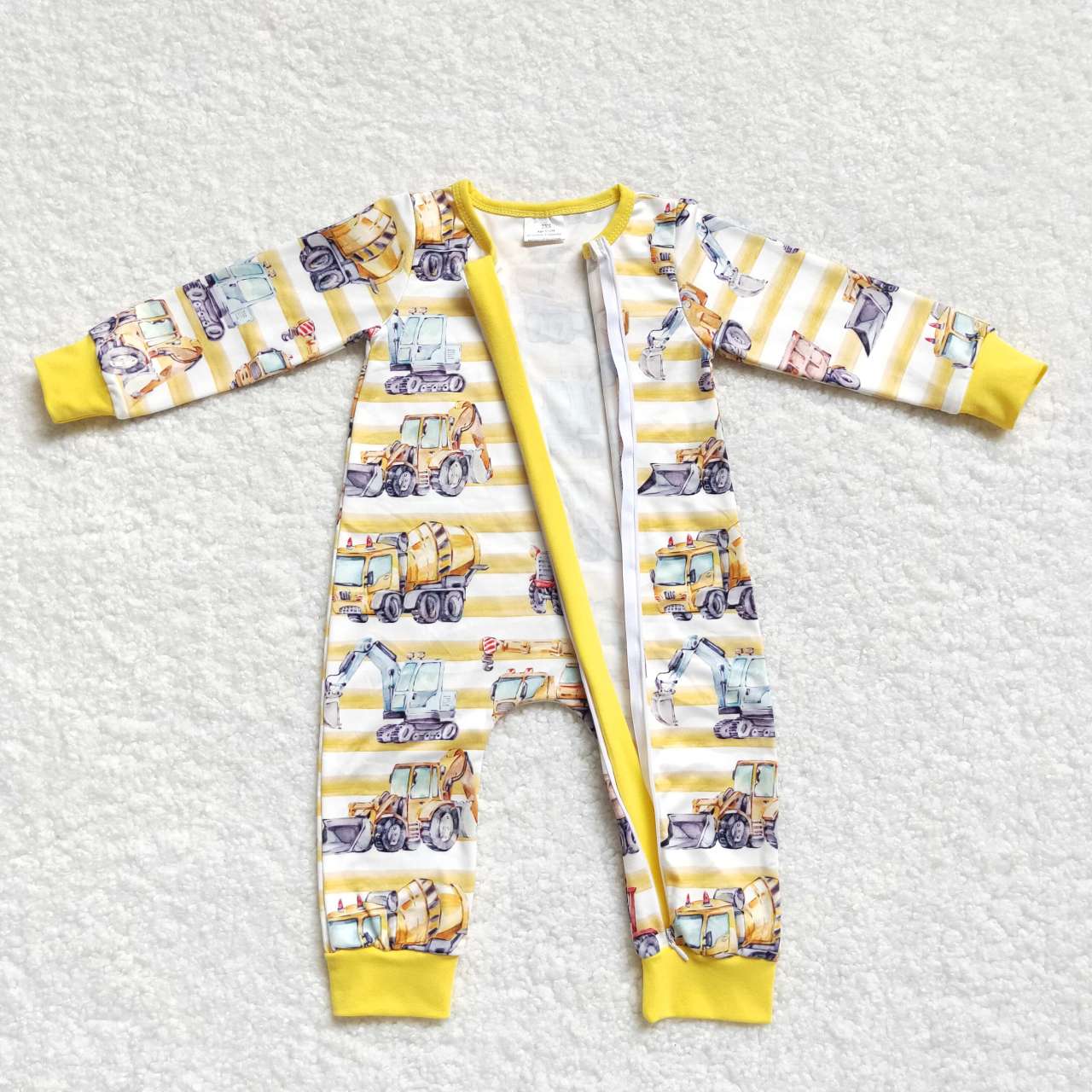 baby boy long sleeve construction romper