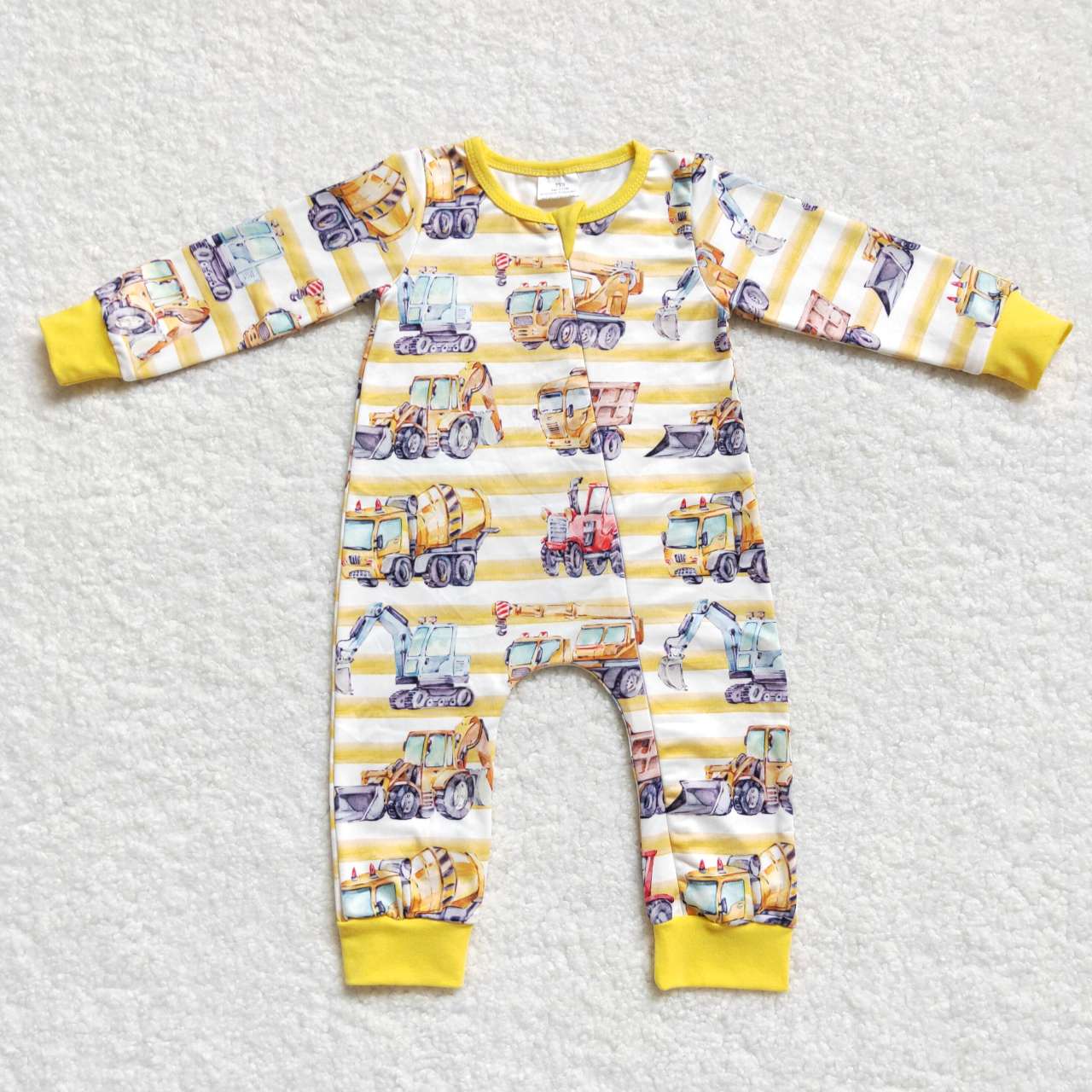 baby boy long sleeve construction romper