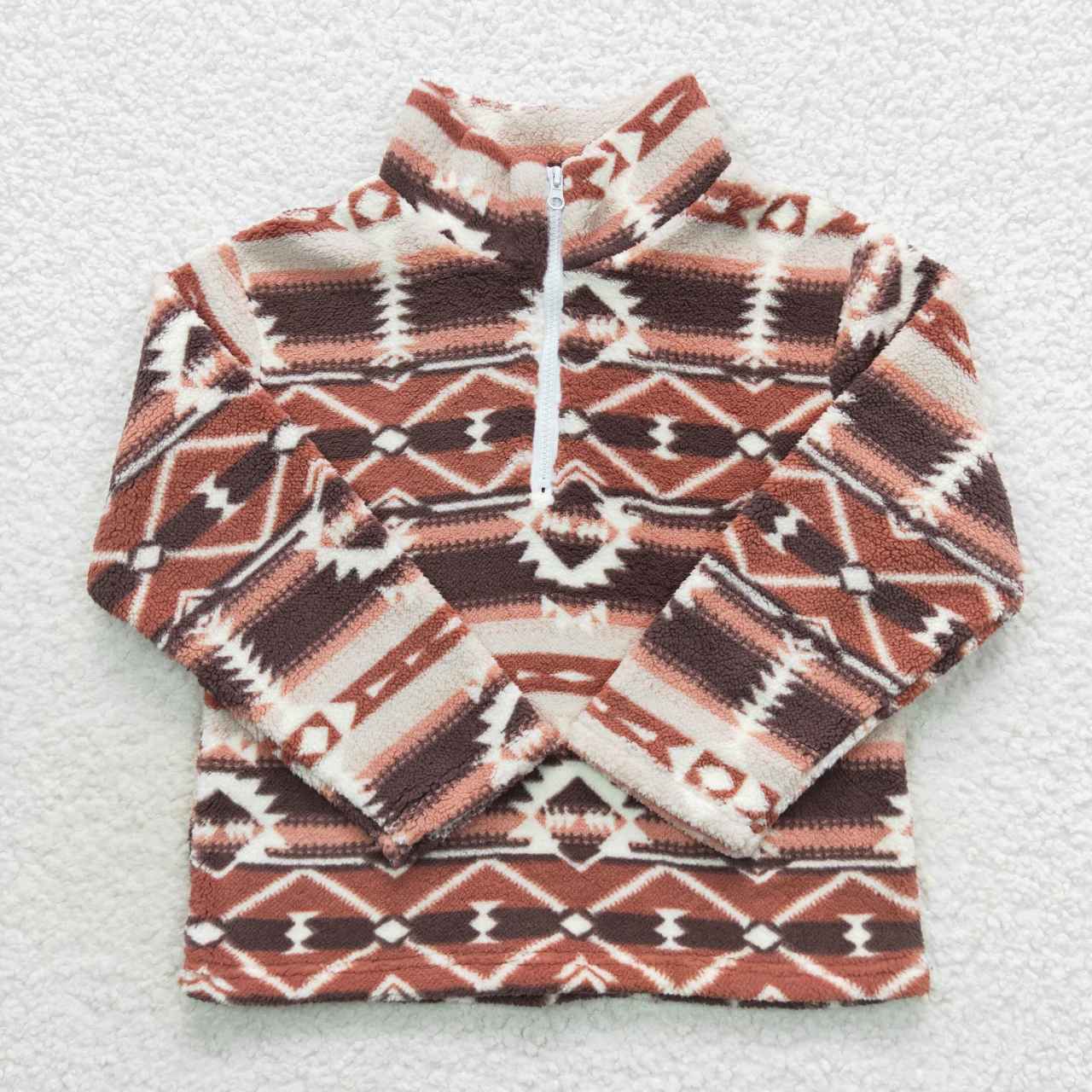 baby girls long sleeve  Western Aztec sherpa pullover coat