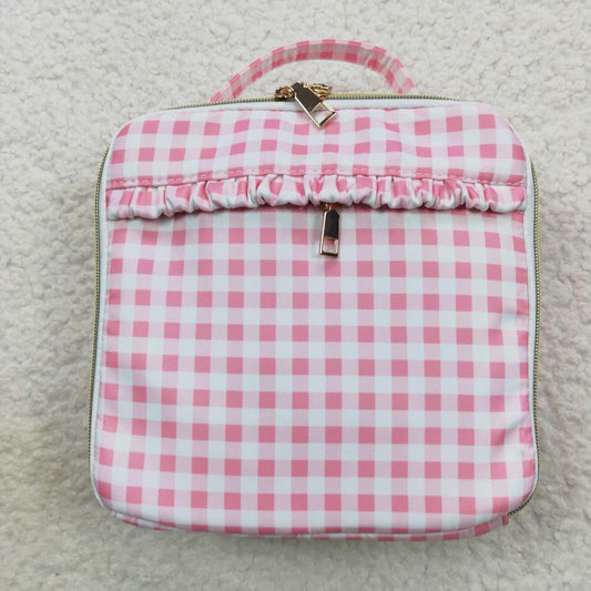 wholesale girls pink checkered lunch bag