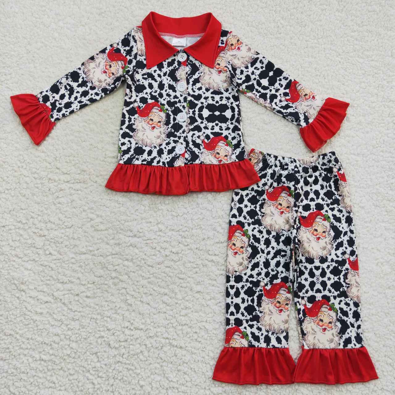 Girls Christmas Santa Claus Fall Winter Pajama Set