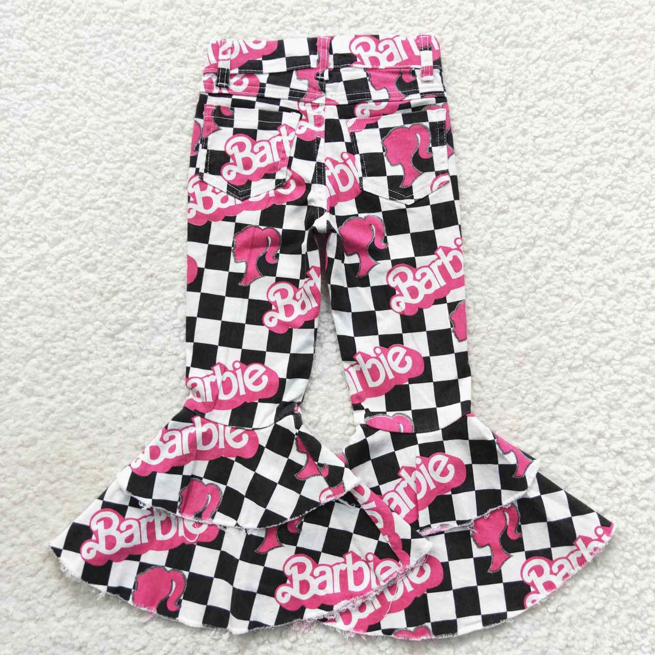 cute doll design baby girls denim pants