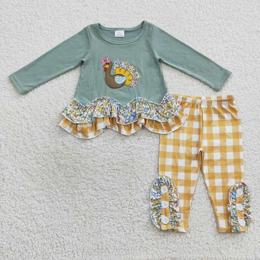 baby boy embroidery turkey Thanksgiving outfit