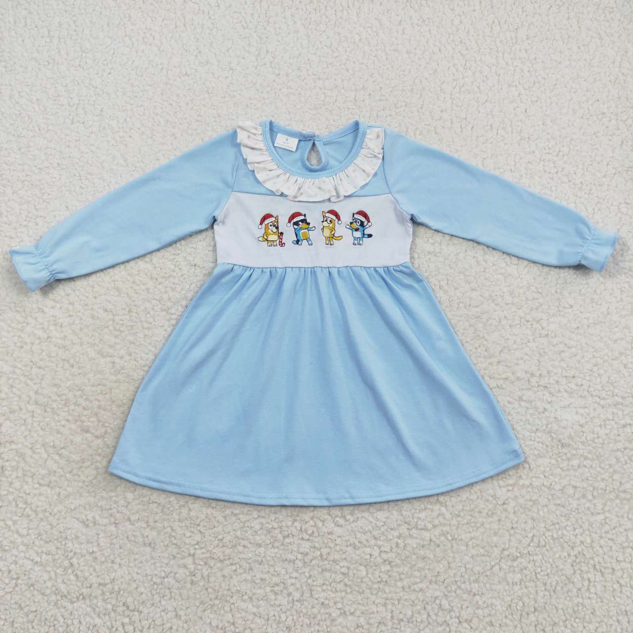 Christmas blue dog cartoon dress