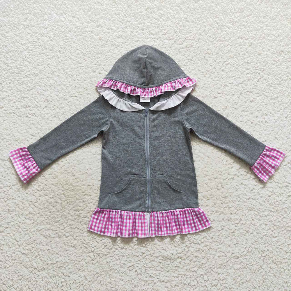 toddle girls grey long sleeve zip hoodie top