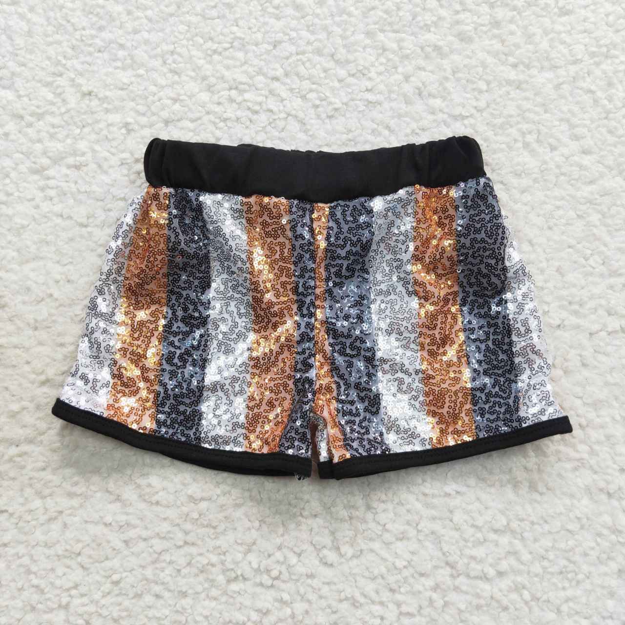 Happy new year black gold white sequins shorts