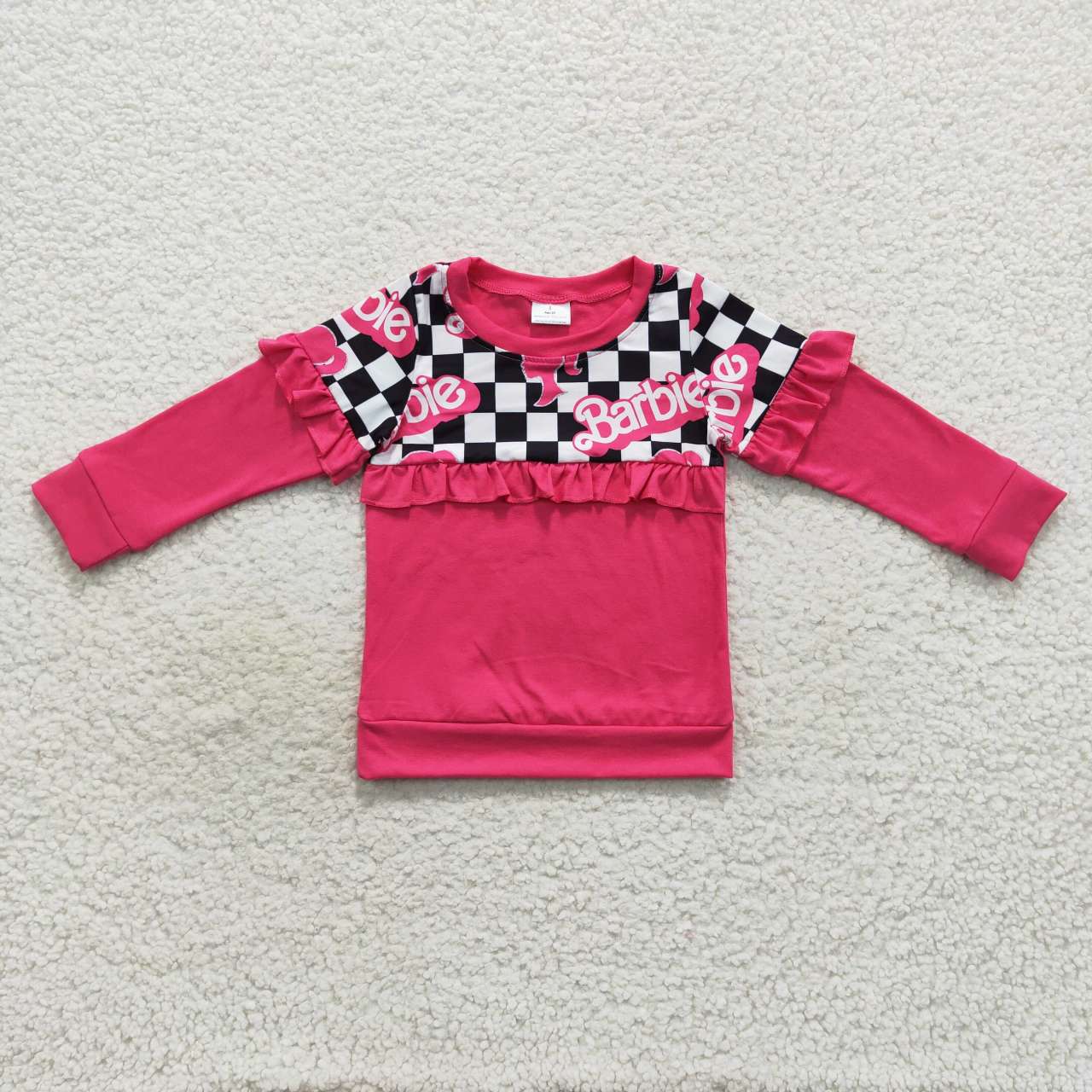 baby girls cartoon pink doll long sleeve top