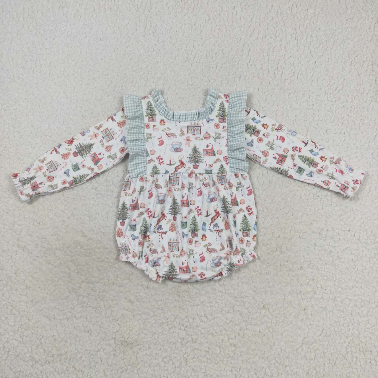 Christmas tree reindeer gingerbread snowman bubble romper