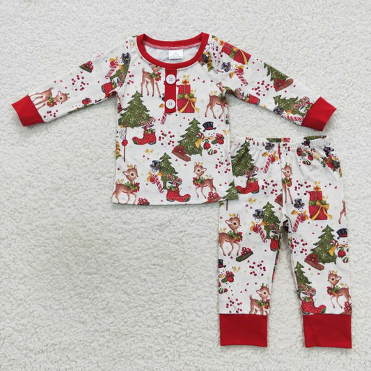baby boy Christmas reindeer pajama set wholesale baby clothes