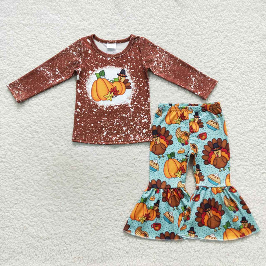 Thanksgiving turkey clothes set baby girls outfit