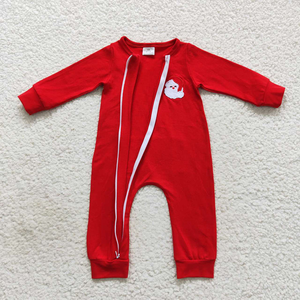 Boy Christmas Santa Claus zip romper