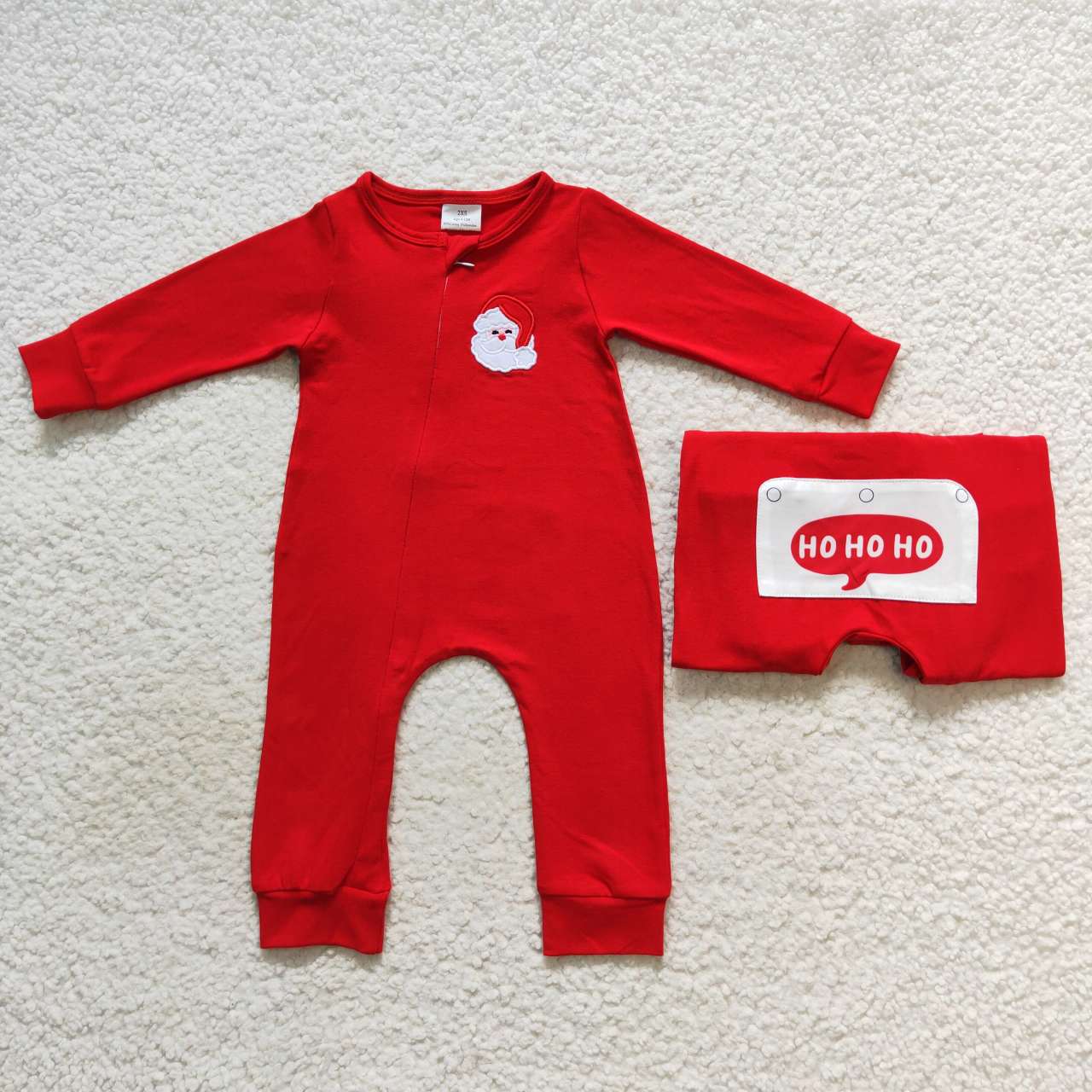 Boy Christmas Santa Claus zip romper