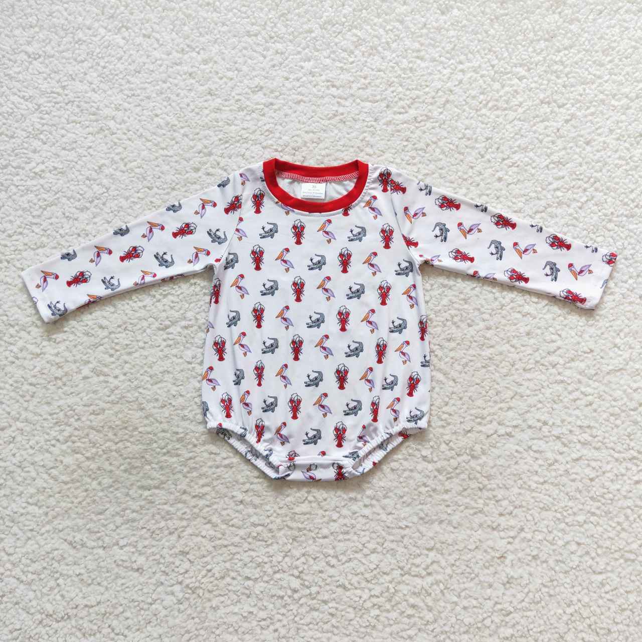 boy long sleeve Christmas Crawfish romper