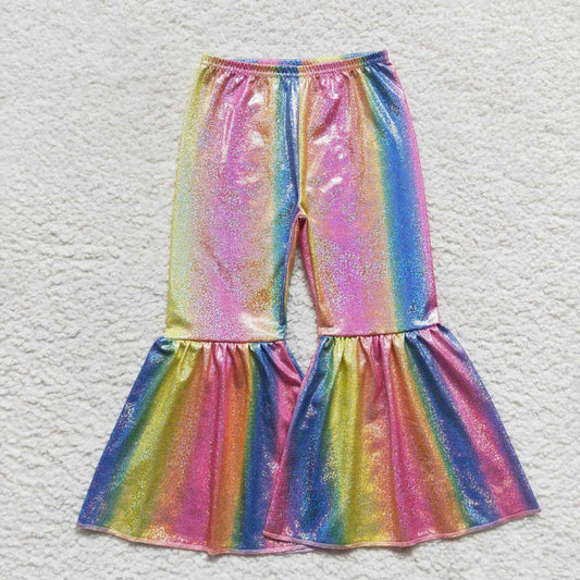 Colorful shiny Holographic Flare Pants spandex hologram bell bottoms