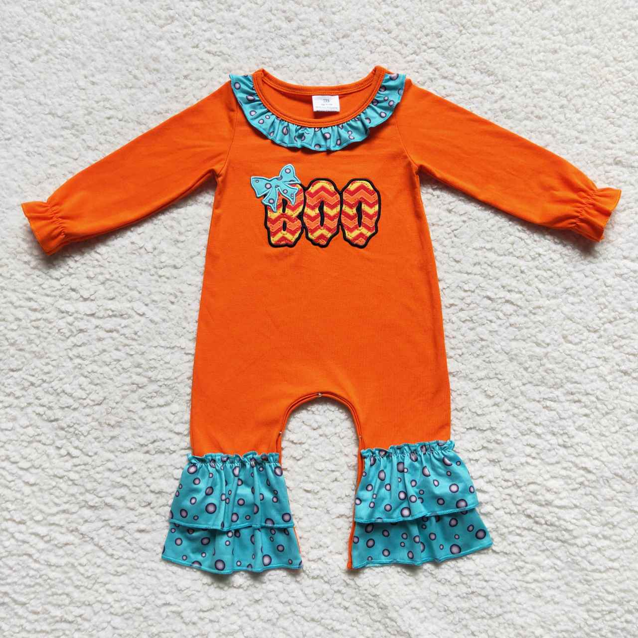 Halloween boo long sleeve romper