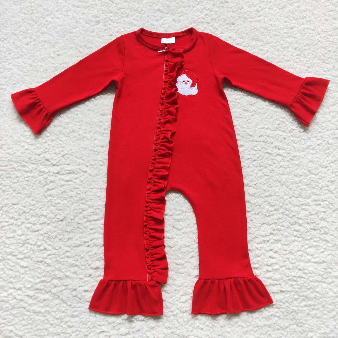 Girls Christmas Santa Claus zip romper