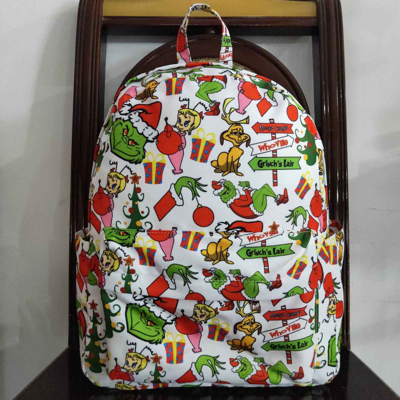 Christmas green face backpack kids mini bag