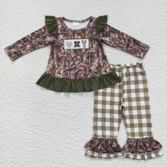 camouflage hunting girls long sleeve clothes set
